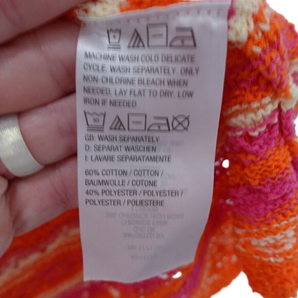 Belle by Kim Gravel Summer Boho Pointelle Stripe Sweater Sz 3X Orange Knit - Picture 14 of 15